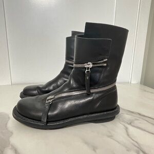 TRIPPEN Helix Black Leather Zip Ankle Boots EU 38 Trippen Waw Black Vigor
